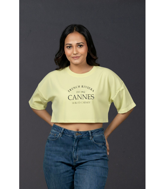 Ladies Graphic Oversize Crop Top Green Ladies Graphic Oversize Crop Top Green